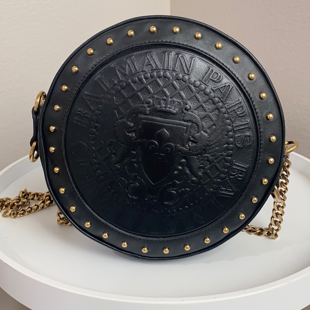 BALMAIN
Disco Leather Circle Crossbody Bag